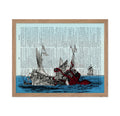 Poster Master Dictionary Art Poster - Giant Octopus and Wrecked Ship Print - Octopus Art - Kraken Art - Gift for Him, Her - Naut