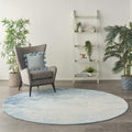 Nourison Passion Navy/Light Blue 8 x Round Area-Rug, Modern, Abstract, Easy-Cleaning, Non Shedding, Bed Room, Living Room, Dini