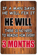 Funny Sarcastic Man Men Metal Tin Sign Wall Decor Man Cave Bar Fix It Repair Sign