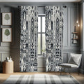 Ambesonne Southwestern Window Curtains, Monochrome Look Geometric Ethnic Tribal Stripes Abstract Motifs, Lightweight Decor 2-Pan
