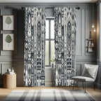 Ambesonne Southwestern Window Curtains, Monochrome Look Geometric Ethnic Tribal Stripes Abstract Motifs, Lightweight Decor 2-Pan