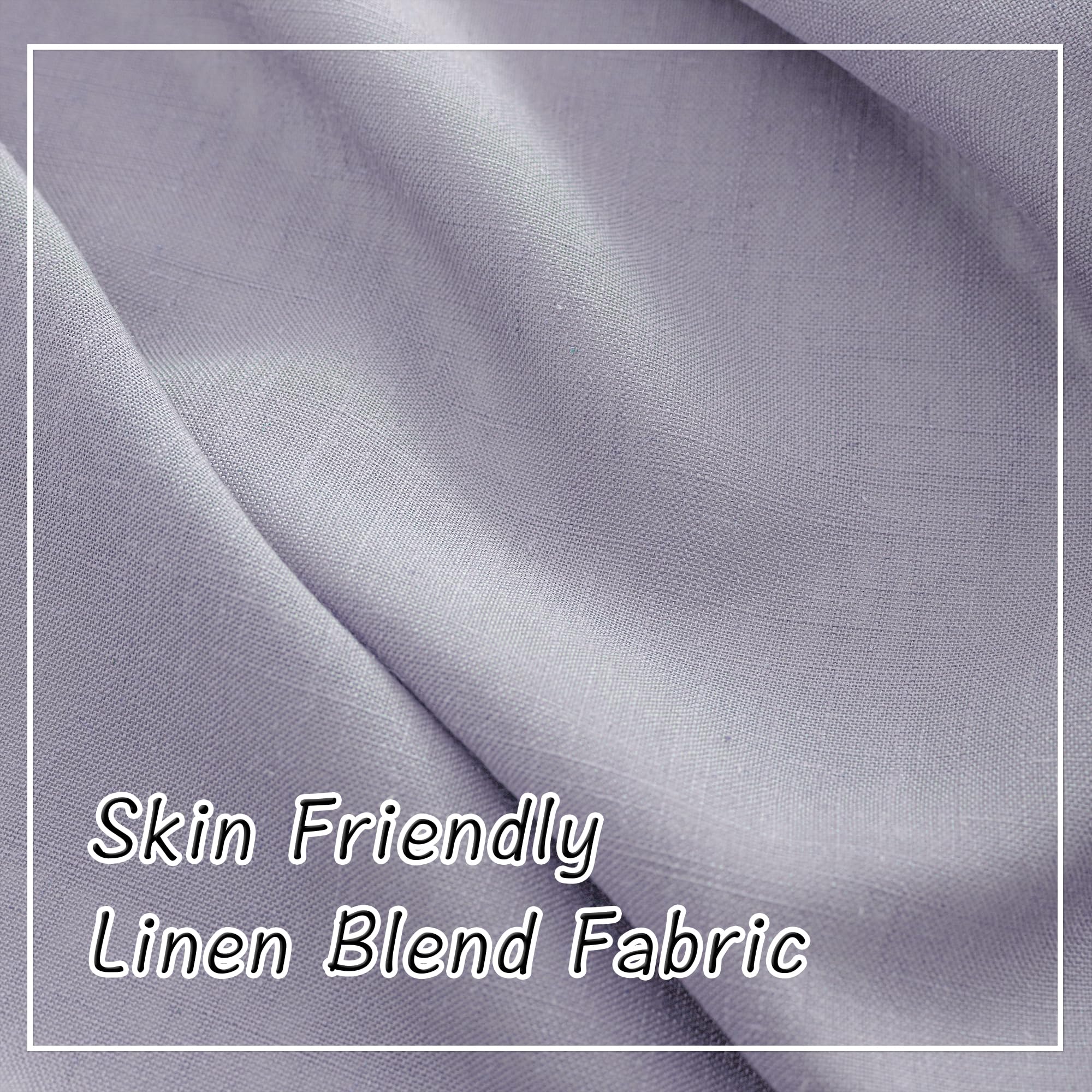 Lavender/Light Violet Linen Back Tab Curtains 64 Inches Long 2 Panels Set For Girls' Room - Modern Cottagecore Pocket Semi Sheer