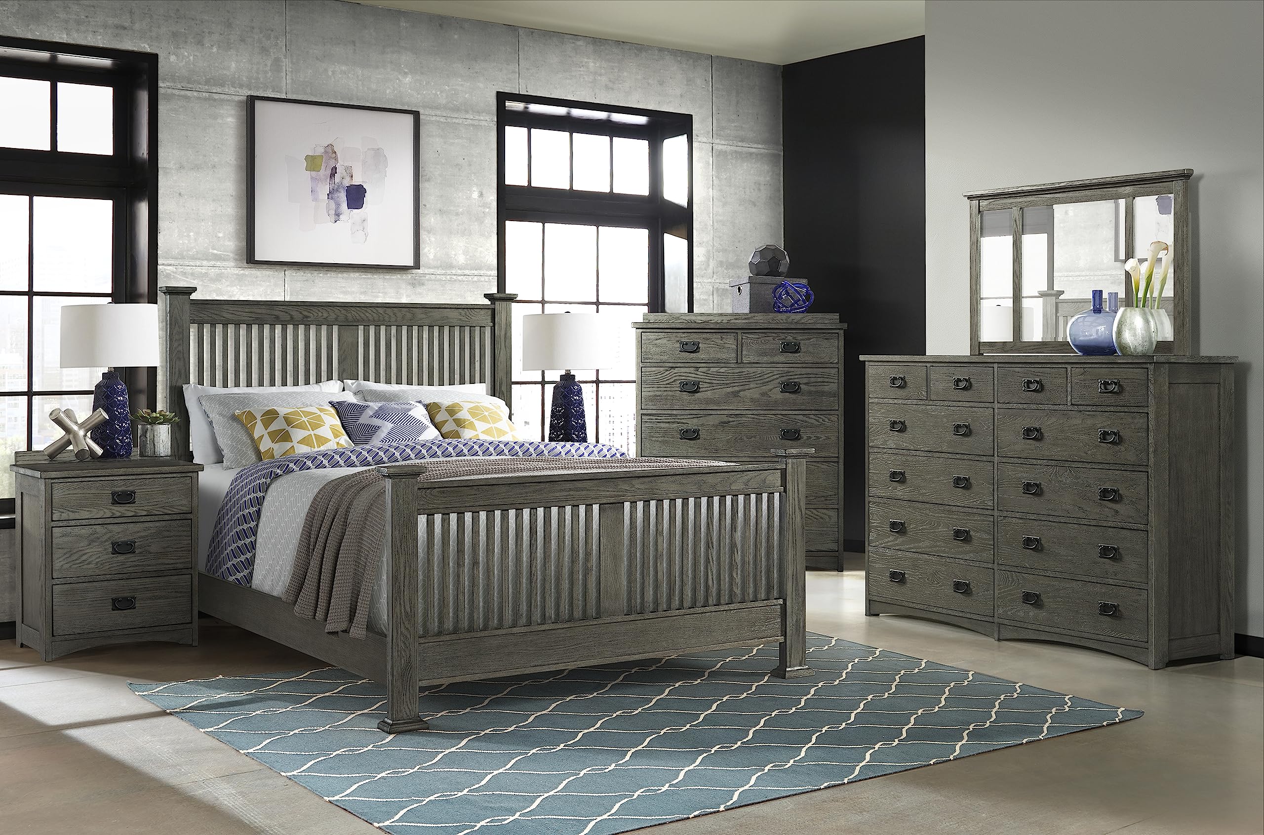 Intercon Oak Park 6 Drawer Chest Dresser, Dark Gray