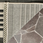 Safavieh Courtyard Collection Accent Rug - 4' X 5'7'', Black & Bone, Stripe Design, Non-Shedding & Easy Care, Indoor/Outdoor & W