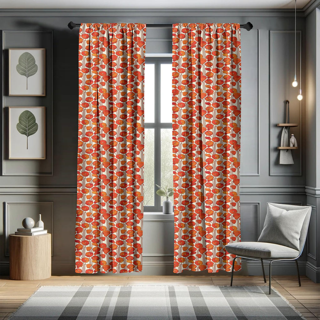 Ambesonne Floral Window Curtains, Art Nouveau Style Poppy Flowers Retro Spring Summer Garden Foliage Petals, Lightweight Decorat