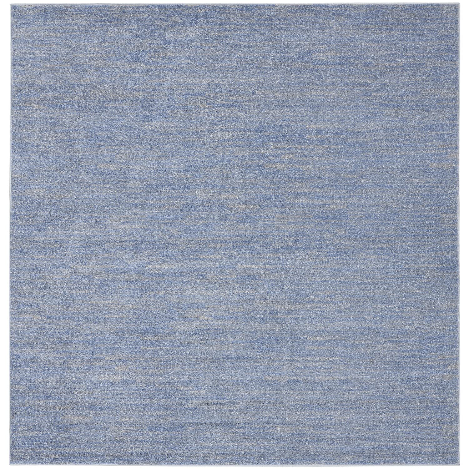 Nourison Essentials Indoor/Outdoor Blue/Grey 5' X Square Area -Rug, Easy -Cleaning, Non Shedding, Bed Room, Living Room, Dining Room, Backyard, Deck, Patio (5 Square)