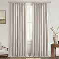 Natural Linen Pinch Pleated Blackout Curtains & Drapes 98 Inch Long Bedroom/Livingroom Farmhouse Curtain 2 Panel Sets, Neutral T