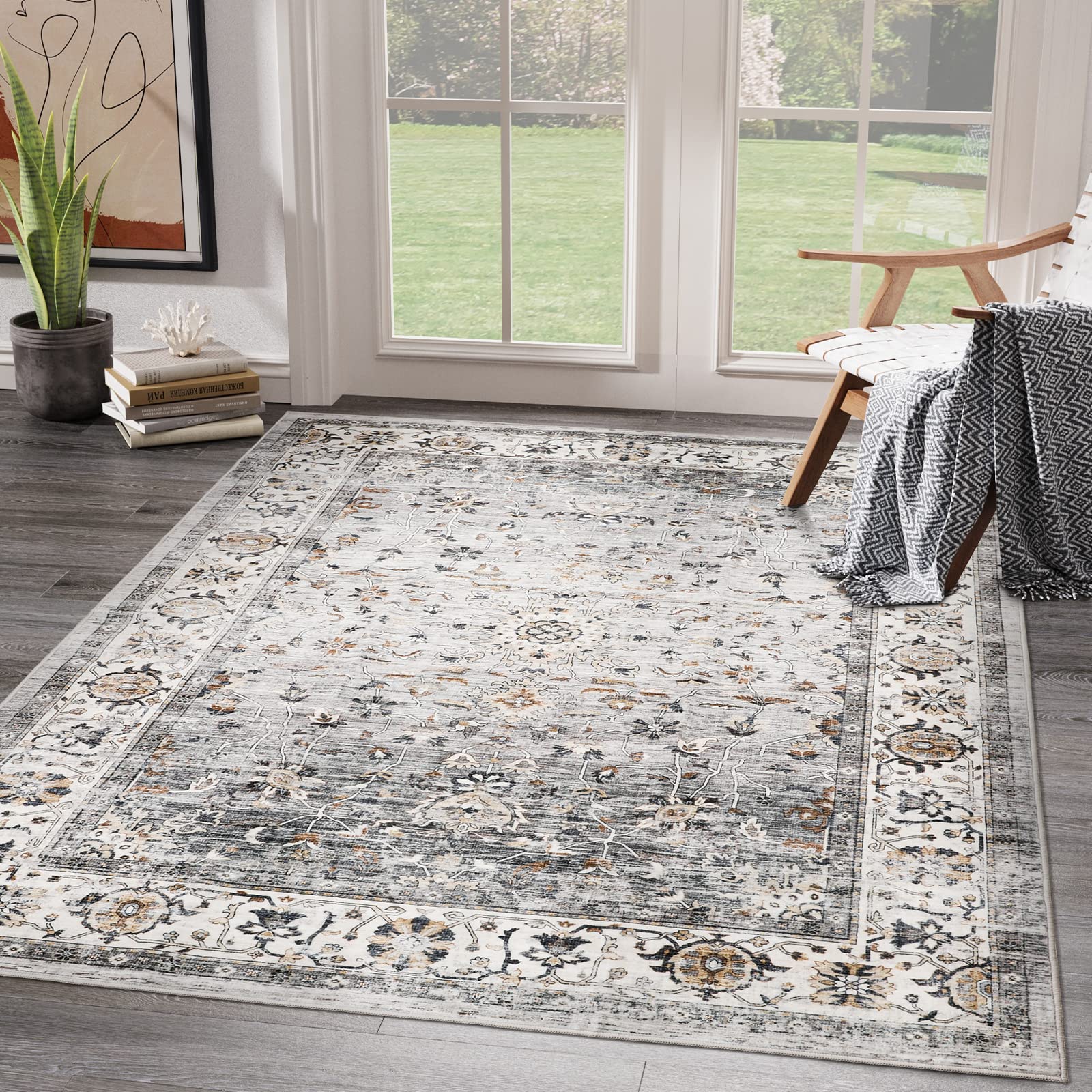 xilixili 8x10 Area Rugs for Living Room - Stain Resistant Anti-Slip Backing Washable Rug,Rugs for Bedroom,Dining Room,Vintage Pr