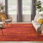 Nourison Essentials Indoor/Outdoor Solid Abstract Red 9' X 12' Area Rug, Easy Cleaning, Non Shedding, Bed Room, Living Room, Dining Room, Backyard, Deck, Patio (9X12)