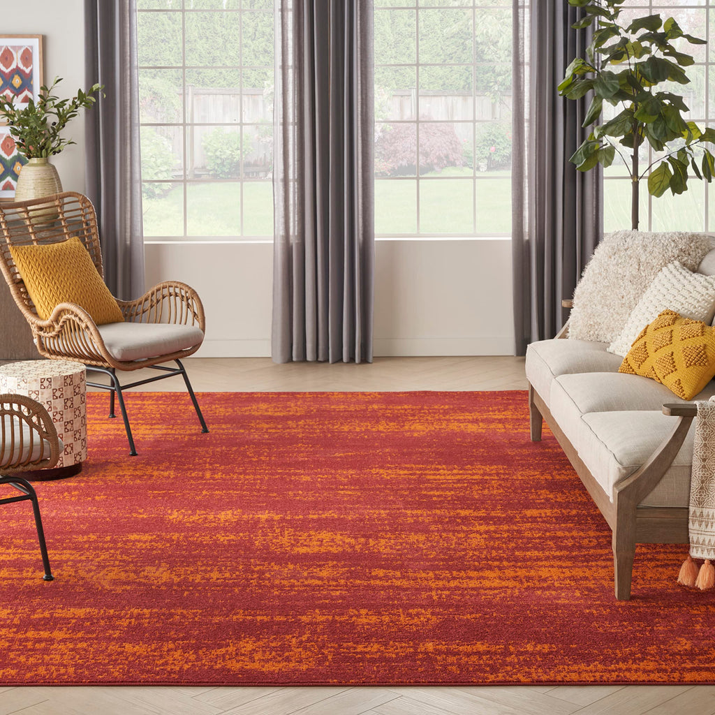 Nourison Essentials Indoor/Outdoor Solid Abstract Red 8' X 10' Area Rug, Easy Cleaning, Non Shedding, Bed Room, Living Room, Dining Room, Backyard, Deck, Patio (8X10)