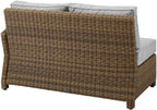Crosley Furniture Bradenton Outdoor Sectional Right Side Loveseat, 2-Person Wicker Patio Couch for Deck, Brown with Gray Cushions