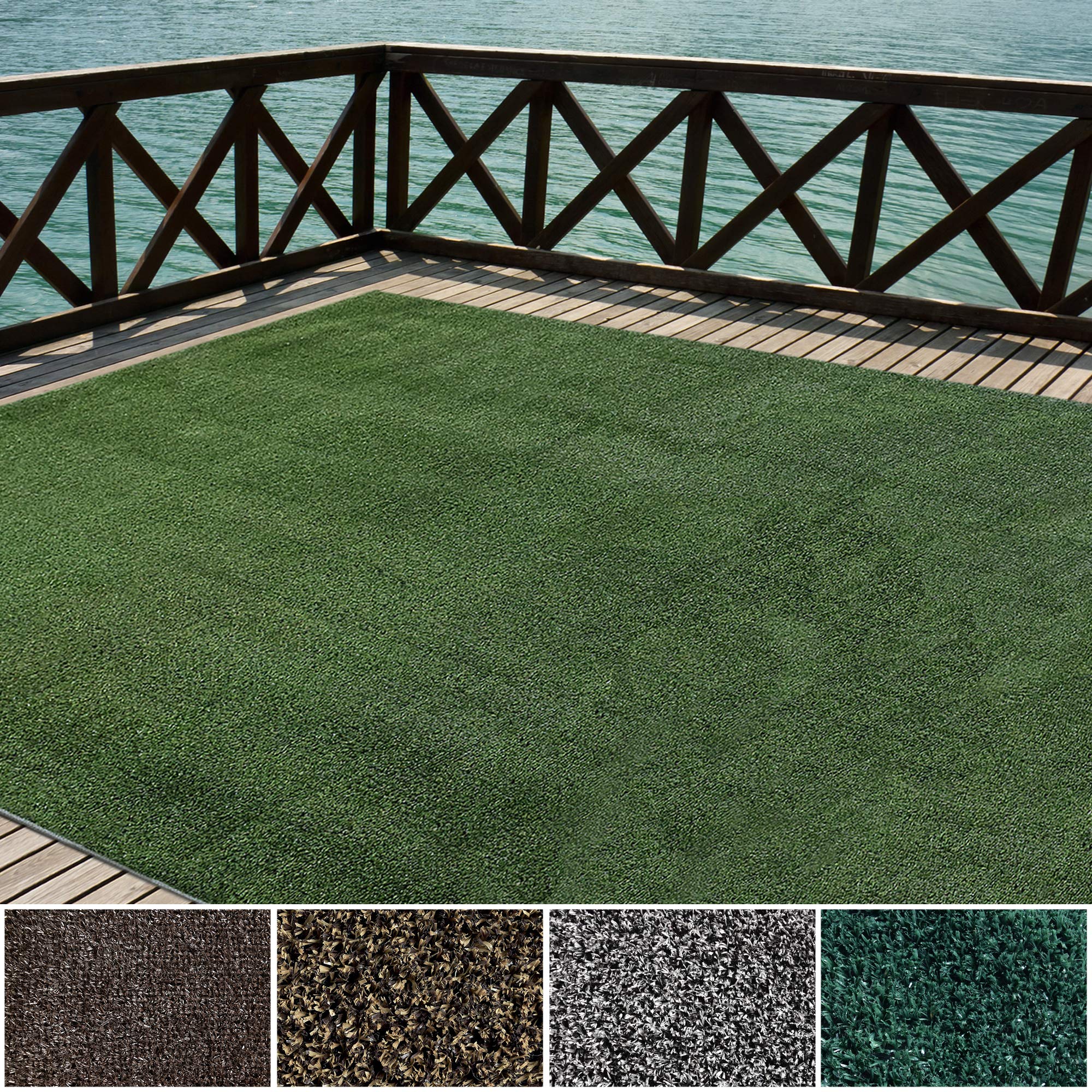 Icustomrug Indoor/Outdoor Turf Carpet & Rugs, Sythentic Grass In Lawn Green 6'X7' Low Pile Artificial Grass With Bound Pre-Finis
