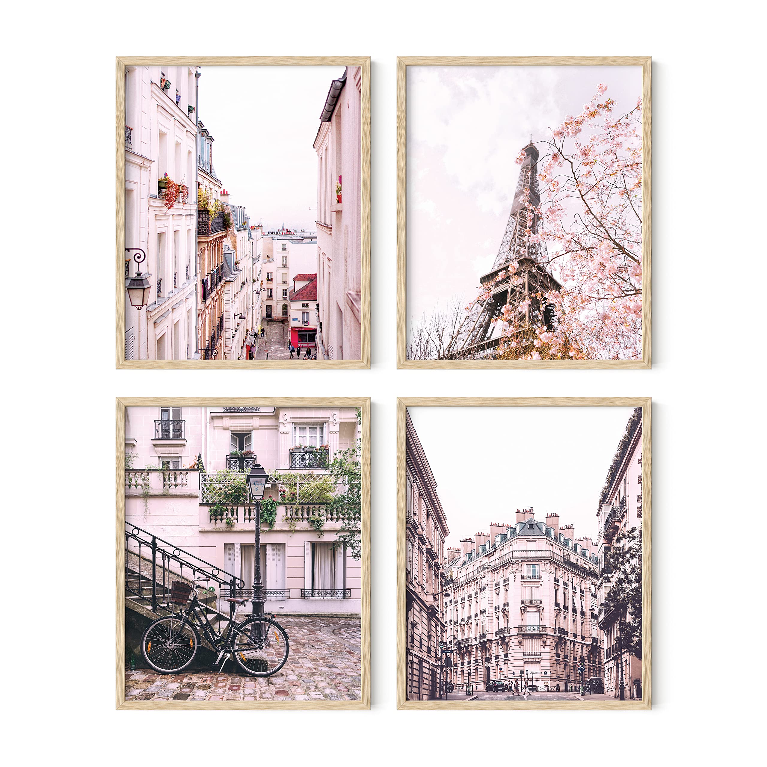 HAUS AND HUES Pink Paris Wall Decor Set of 4 Paris Wall Art and Paris Themed Bedroom Decor  Paris Decor for Bedroom, Paris Poste