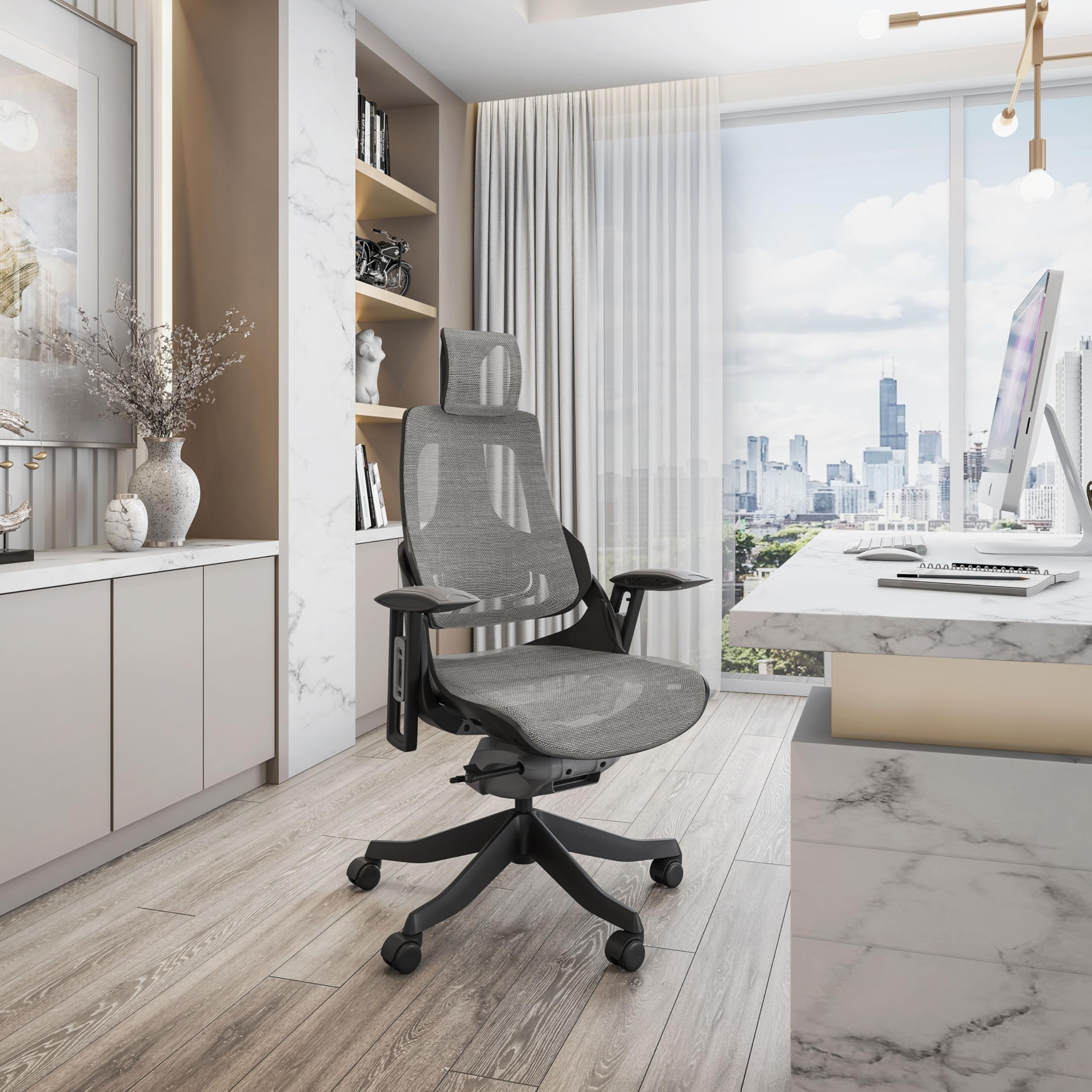 Ergonomic Executive Chair With Adjustable Reclining Backrest, Mesh Seat & Back, Height-Adjustable Seat & Headrest, Tilt Control, And Multi-Directional Armrests – Modern Design For Up To 280Lbs