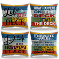 The Deck Is Our Happy Place Throw Pillow Cover Pillowcase 18X18 Inch Set Of 4 Decor For Farmhouse Porch Bench Pillow Room Bed So