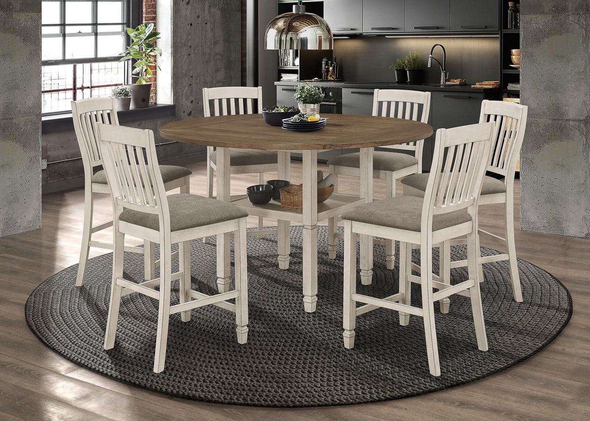 Coaster Sarasota 7-Piece Counter Height Dining Set, Rustic Cream