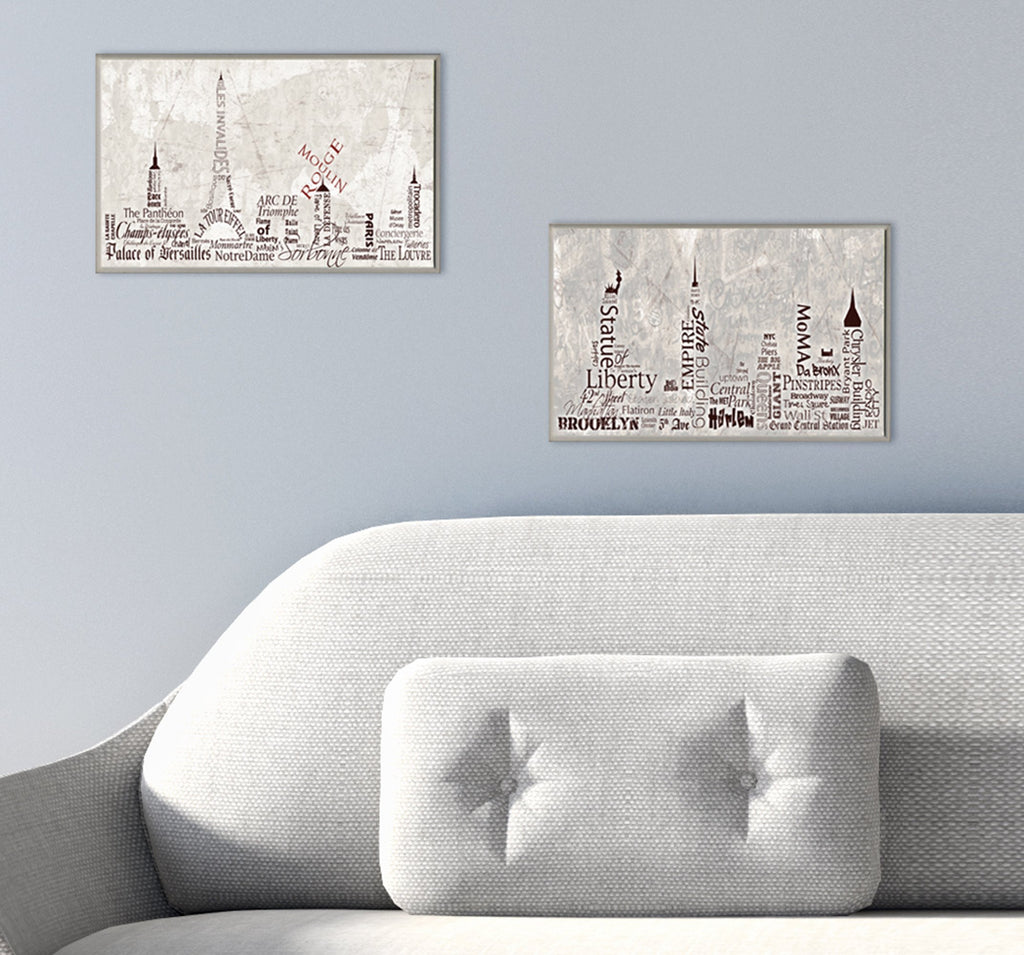 Stupell Home D  Cor Paris Typography Skyline Rectangle Wall Plaque, 10 X 0.5 X 15, Proudly Made In Usa