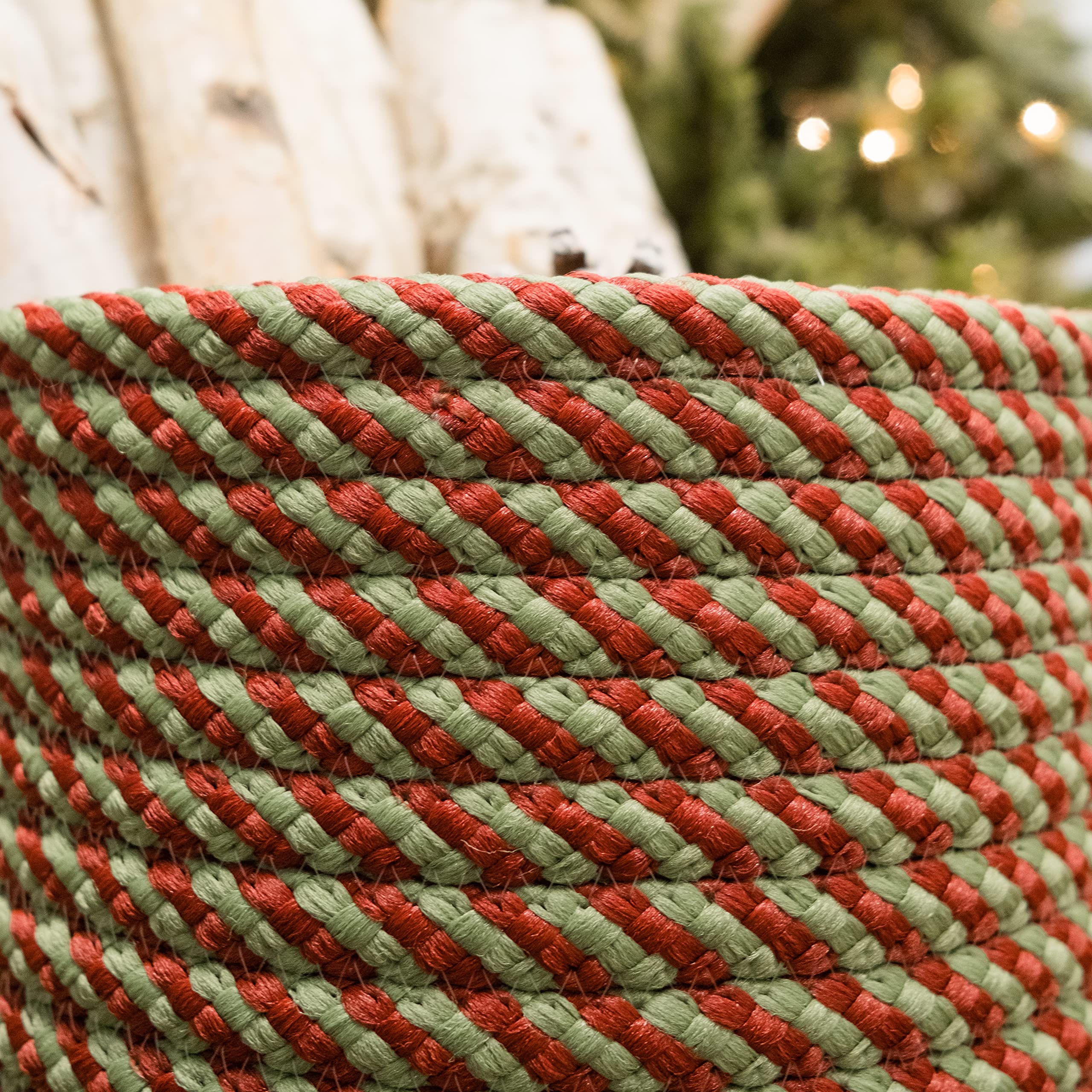 Colonial Mills Twisted Christmas Woven Decorative Braided Basket, 12&Quot;X12&Quot;X10&Quot;, Green/Red