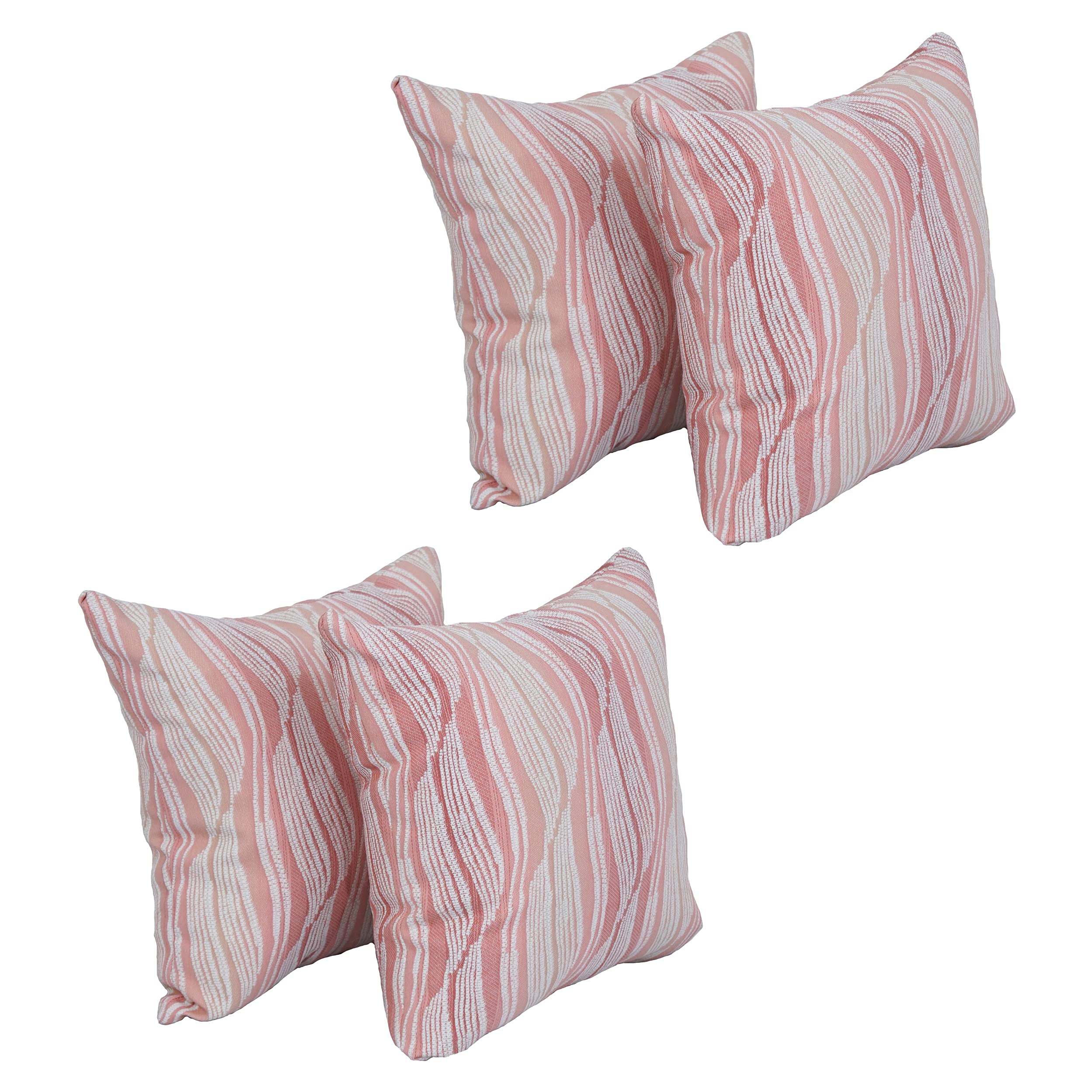 Blazing Needles Square Polyester Jacquard Throw Pillows, 17&quot;, Clove Blush 4 Count