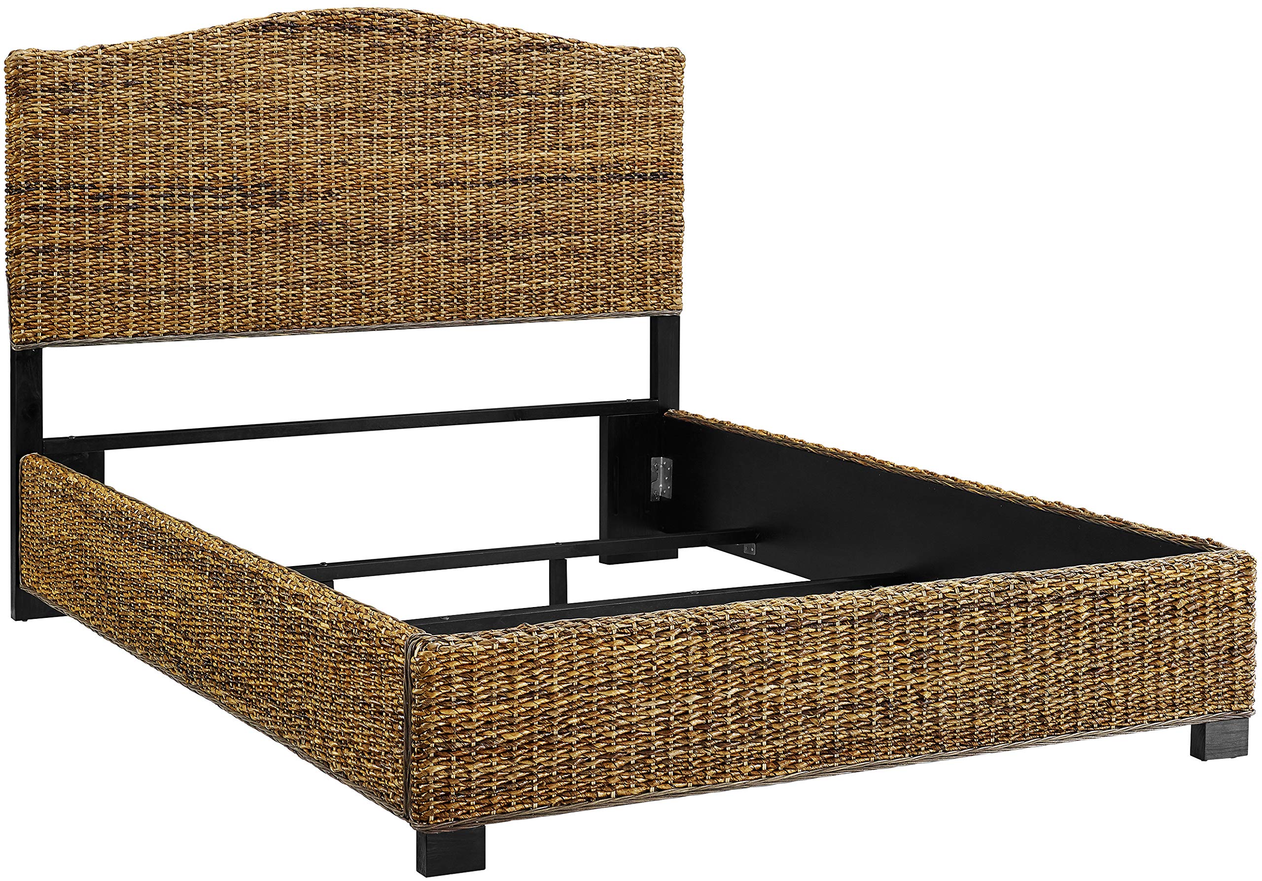 Crosley Furniture Serena Bed, Handwoven Natural Fiber Rattan Headboard and Footboard Set, Banana Leaf, Queen