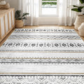 BESTSWEETIE 5x7 Area Rug for Living Room Washable Rug Moroccan Farmhouse Neutral Geometric Low Pile Water Repellent Non-Slip Sof
