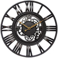Infinity Instruments Roman Gear 15 inch Decorative Steampunk Industrial Exposed Gear Living Room Wall Clock Home Decor Designer 