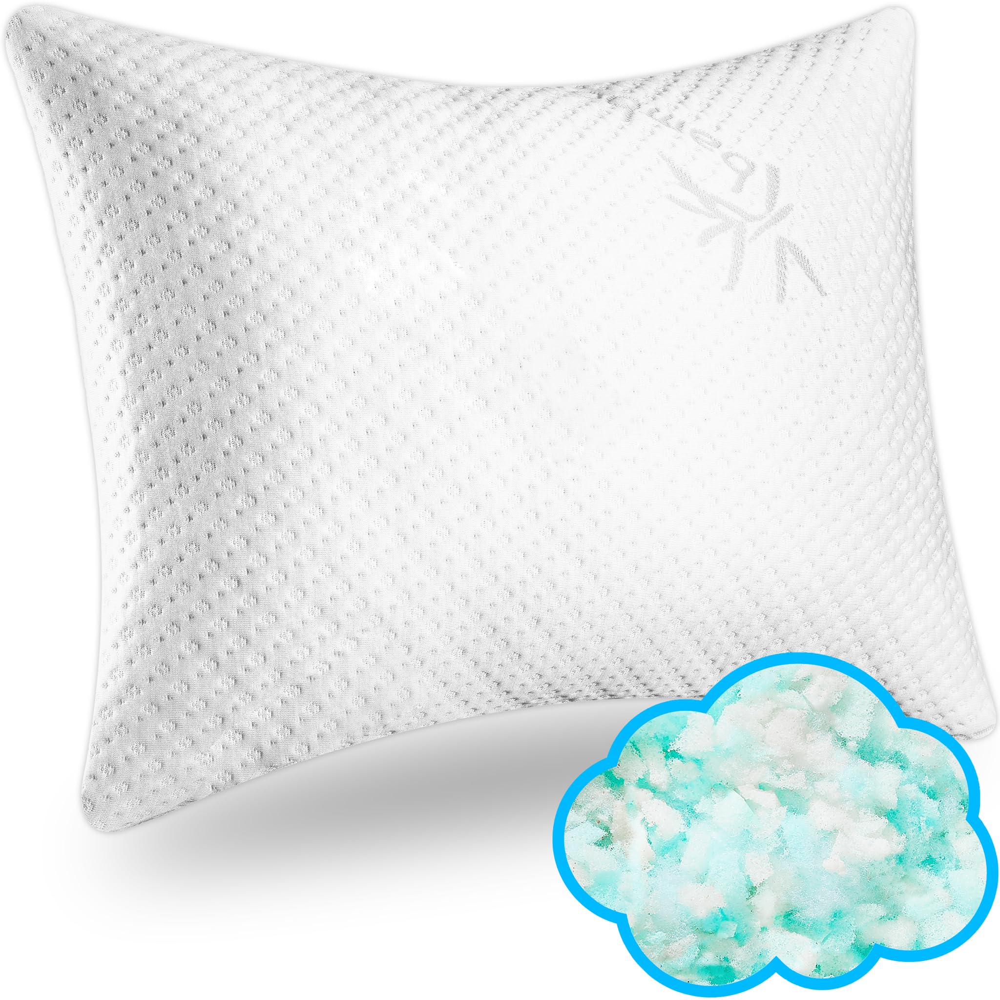 Xtreme Comforts Shredded Memory Foam Pillow- Allergy-Friendly & Cooling Pillow Cover For Side, Back & Stomach Sleepers- Machine