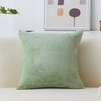 Home Brilliant Euro Sham Green Pillow Cover 26X26 Solid Plush Corduroy Striped Square Cushion Covers Summer Decorative For Livin