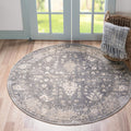 Rugs.com Oregon Collection Rug - 3 Ft Round Gray Low-Pile Rug Perfect for Kitchens, Dining Rooms