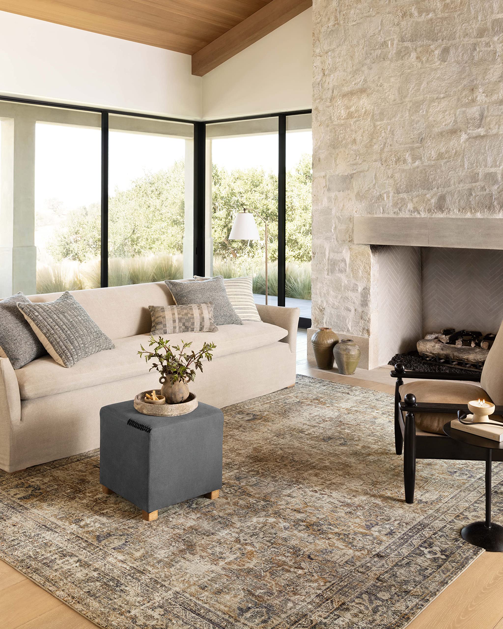 Loloi Amber Lewis Morgan 5-0 x 7-0 Area Rug in Sunset/Ink - Large Area Rug, Neutral Area Rug for Room D  cor, Vintage Rug Insp