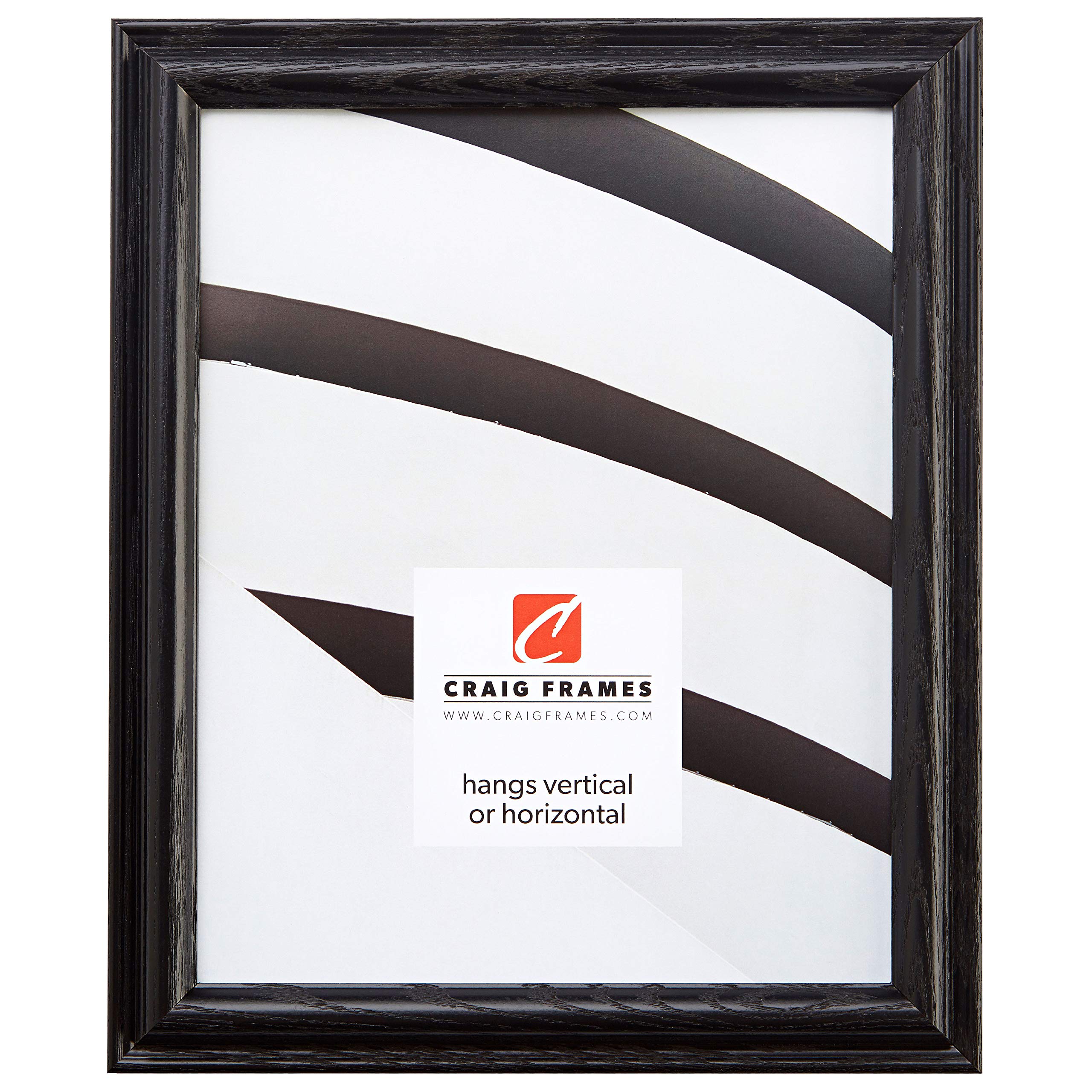 Craig Frames 130ASHBK 1-Inch Wide Picture/Poster Frames with Wood Grain Finish, 8 by 11-Inch, Black