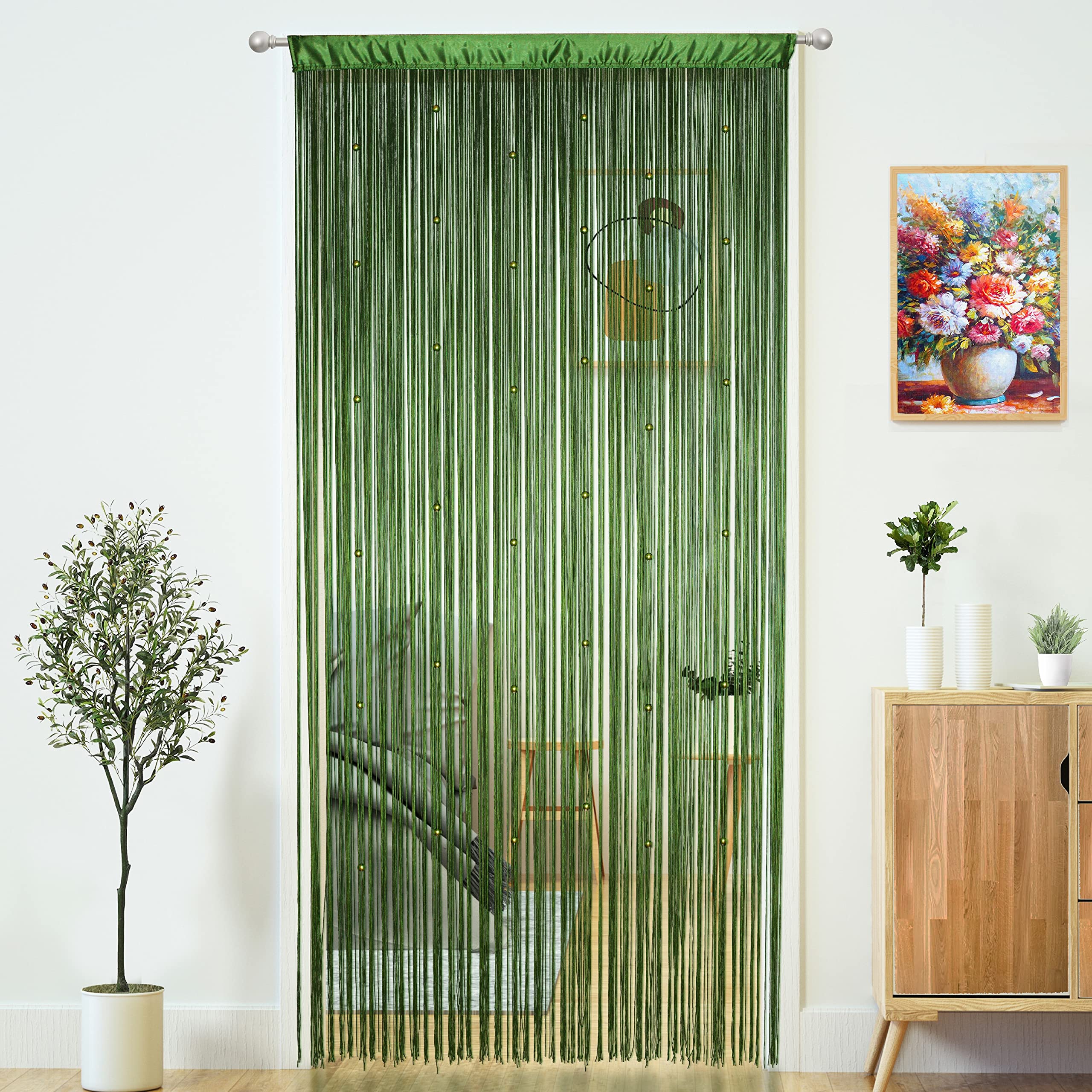 YaoYue Beaded Curtain Door String Curtains for Doorways Tassels Beads Hanging Fringe Hippie Window Hallway Entrance Wall Closet 