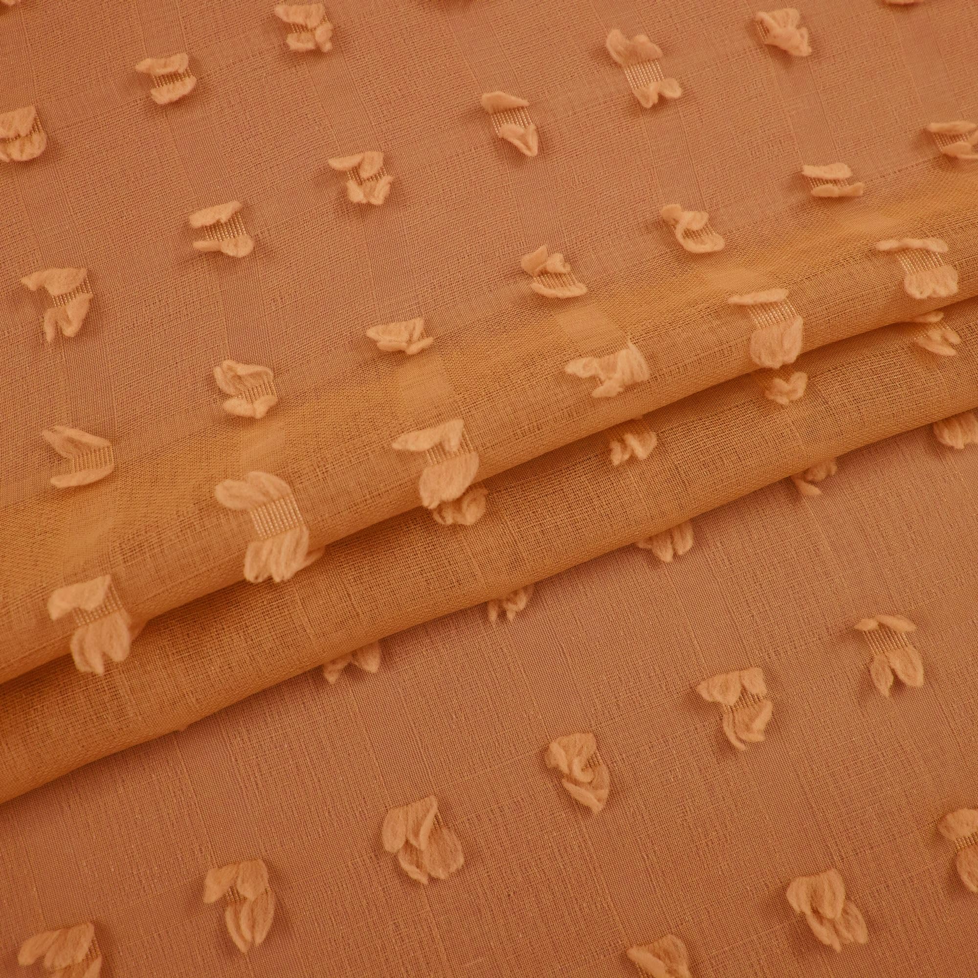 Koufall Burnt Orange Back Tab Rod Pocket Pom Pom Sheer Curtains,8 Ft 52X96 Length