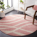SAFAVIEH Adirondack Collection 6 Round Rose / Cream ADR125Z Modern Wave Distressed Non-Shedding Dining Room Entryway Foyer Livi