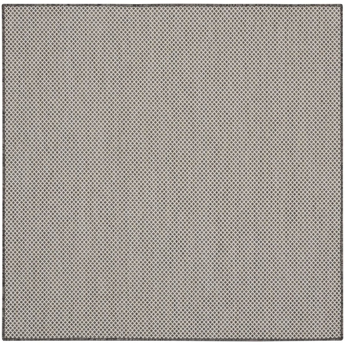 Nourison Courtyard Indoor/Outdoor Ivory/Charcoal 5' X Square Area Rug, Easy Cleaning, Non Shedding, Bed Room, Living Room, Dinin