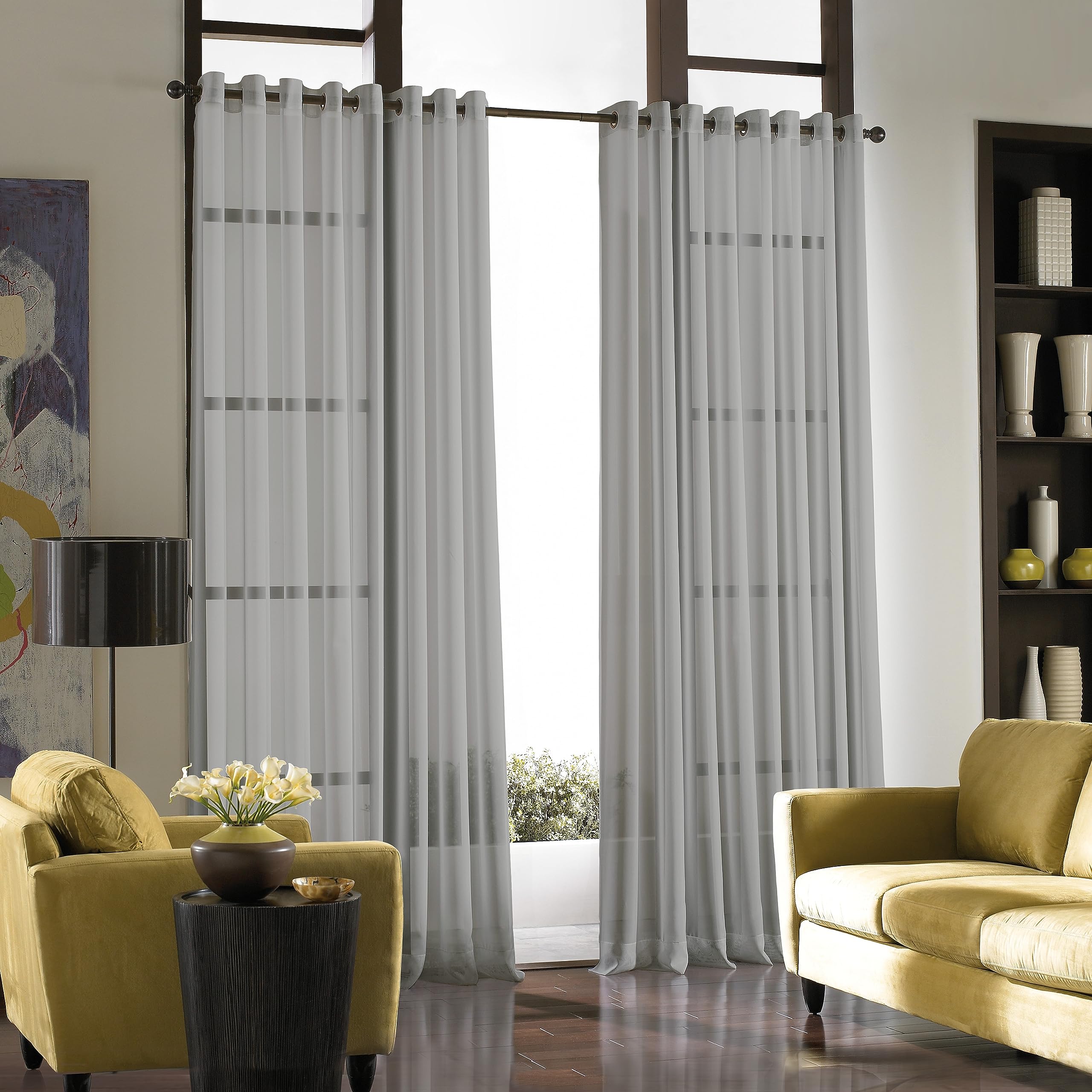 Curtainworks 1Q80430ASV Soho Voile Sheer Grommet Panel, 59 by 95, Silver