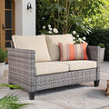 Ovios Patio Loveseat, 2-Seater Outdoor Wicker Sofa Couch With Comfy Cushions, All Weather High Back Deep Patio Seating Rattan Lo
