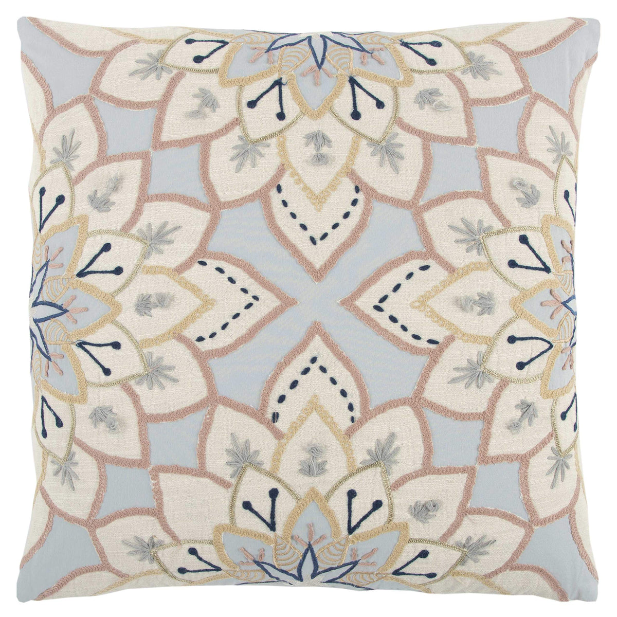 Rizzy Home T13127 Decorative Pillow, 20&quot; x 20&quot;, Blue/Pink