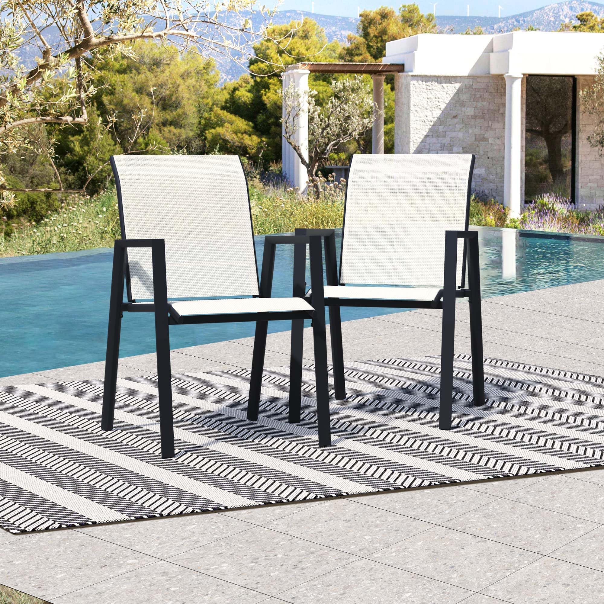 Seekverse Lawn Chair, Patio Chairs Set Of 2, Outdoor Stackable Dining Chairs, Lightweight Patio Furniture Set For Garden, Backya