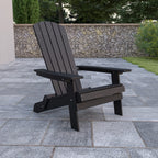 Flash Furniture Charlestown Commercial Folding Adirondack Chair - Black - Poly Resin - Indoor/Outdoor - Weather Resistant