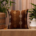 Zeba World Polyester Blend Embroidered Brown Cushion Cover, 16 Inches X 16 Inches (Pack Of 1)
