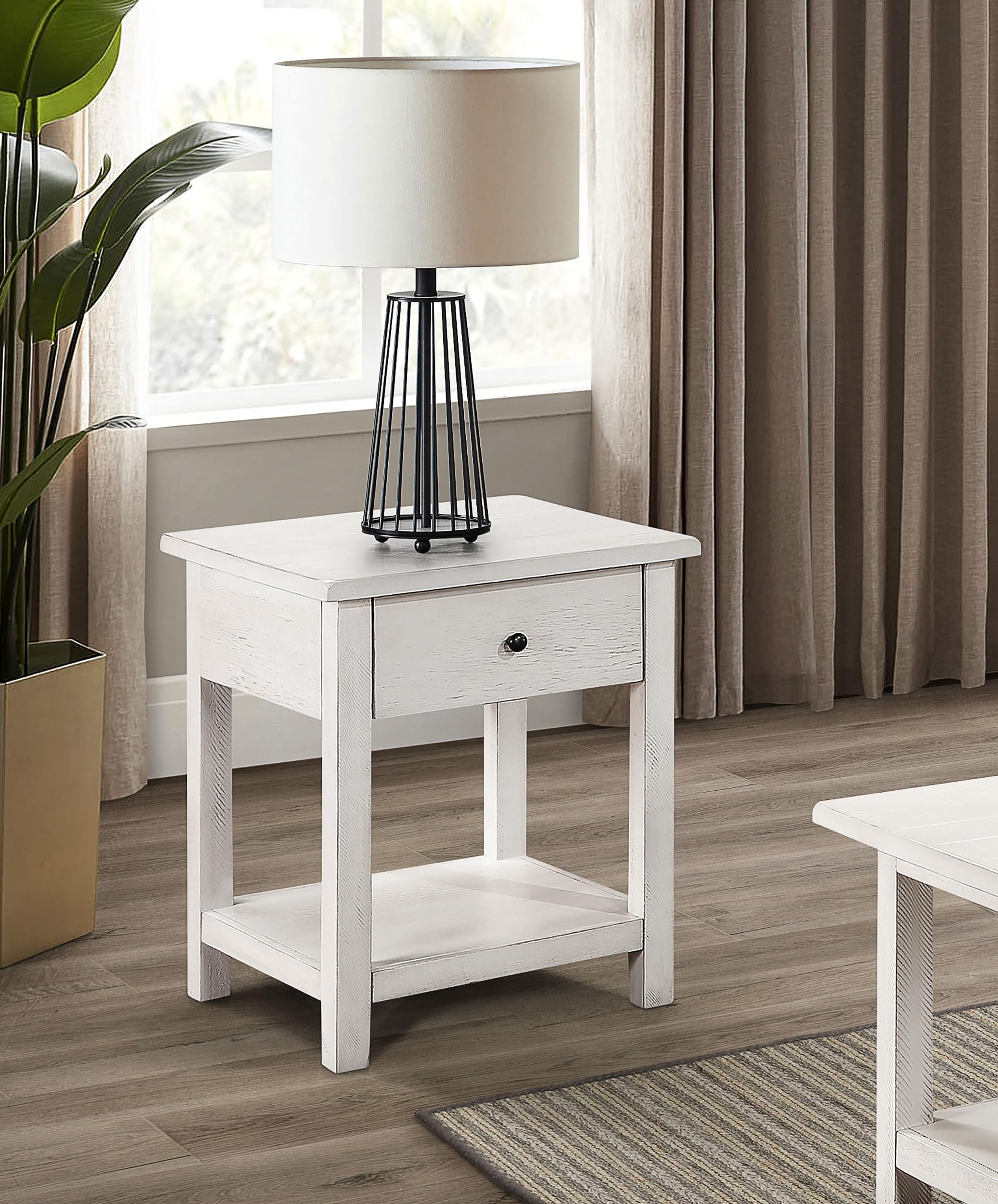 Coaster Home Furnishings Payne 1-Drawer Wood End Table with Shelf White