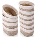 LOYIM 10 Pack Small Woven Baskets, Cotton Rope, White, Linen