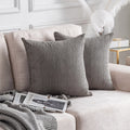 Home Brilliant Decorative Throw Pillow Covers 18X18 Inch For Living Room Couch Bed Sofa, Soft Striped Corduroy Square Cushion Ca