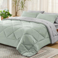 Bedsure Sage Green Full Comforter Set - 7 Pieces Reversible Bed Set Sage Green Bed In A Bag Full With Comforters, Sheets, Pillow