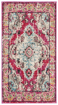 SAFAVIEH Monaco Collection Accent Rug - 22 x 4, Pink & Multi, Boho Medallion Distressed Design, Non-Shedding & Easy Care, Idea