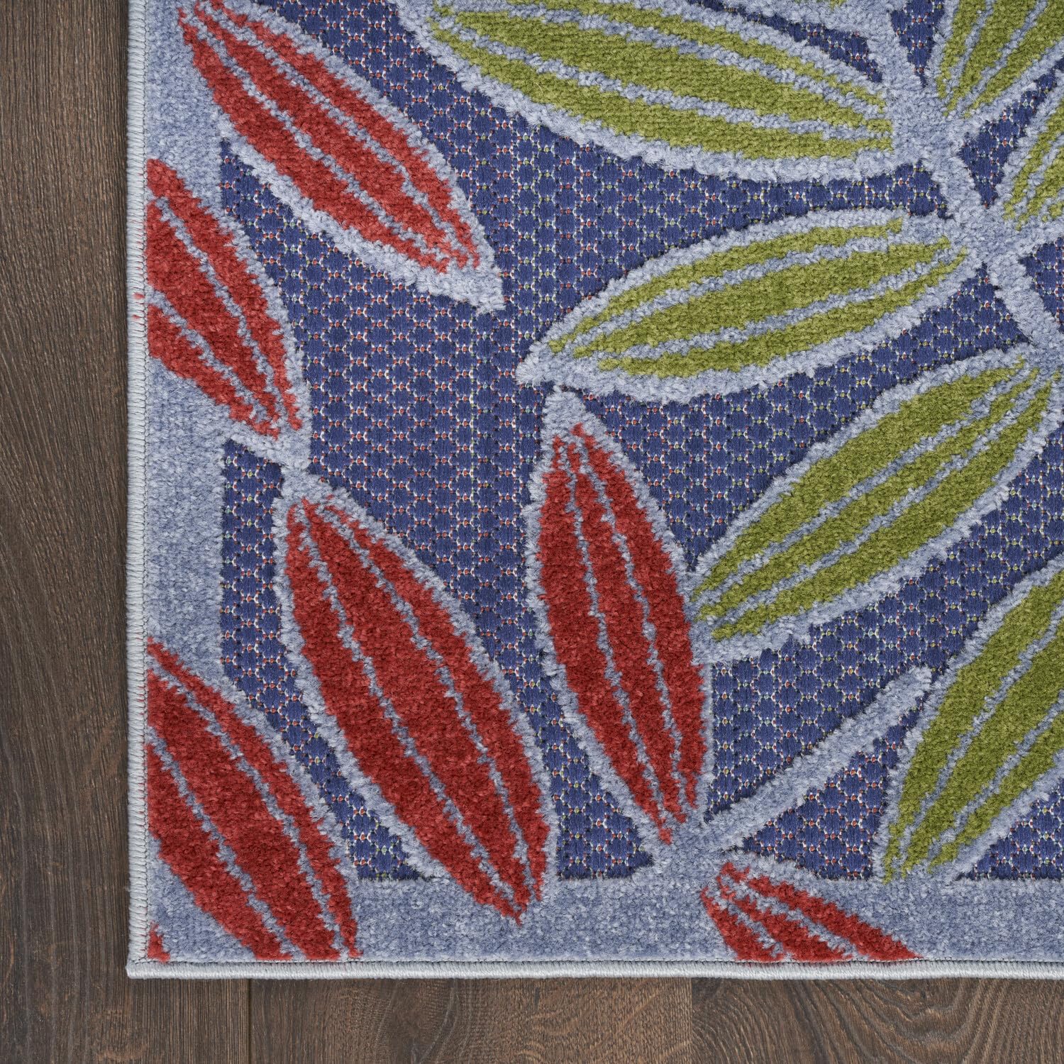 Nourison Aloha Indoor-Outdoor Navy Multicolor 6' X 9' Area Rug, Easy Cleaning, Non Shedding, Bed Room, Living Room, Dining Room, Backyard, Deck, Patio (6X9)