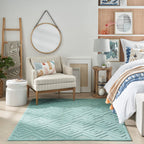 Nourison Versatile Indoor/Outdoor Aqua/Teal 6' X 9' Area Rug, Easy Cleaning, Non Shedding, Bed Room, Living Room, Dining Room, Deck, Backyard, Patio, High Traffic Area (6X9)