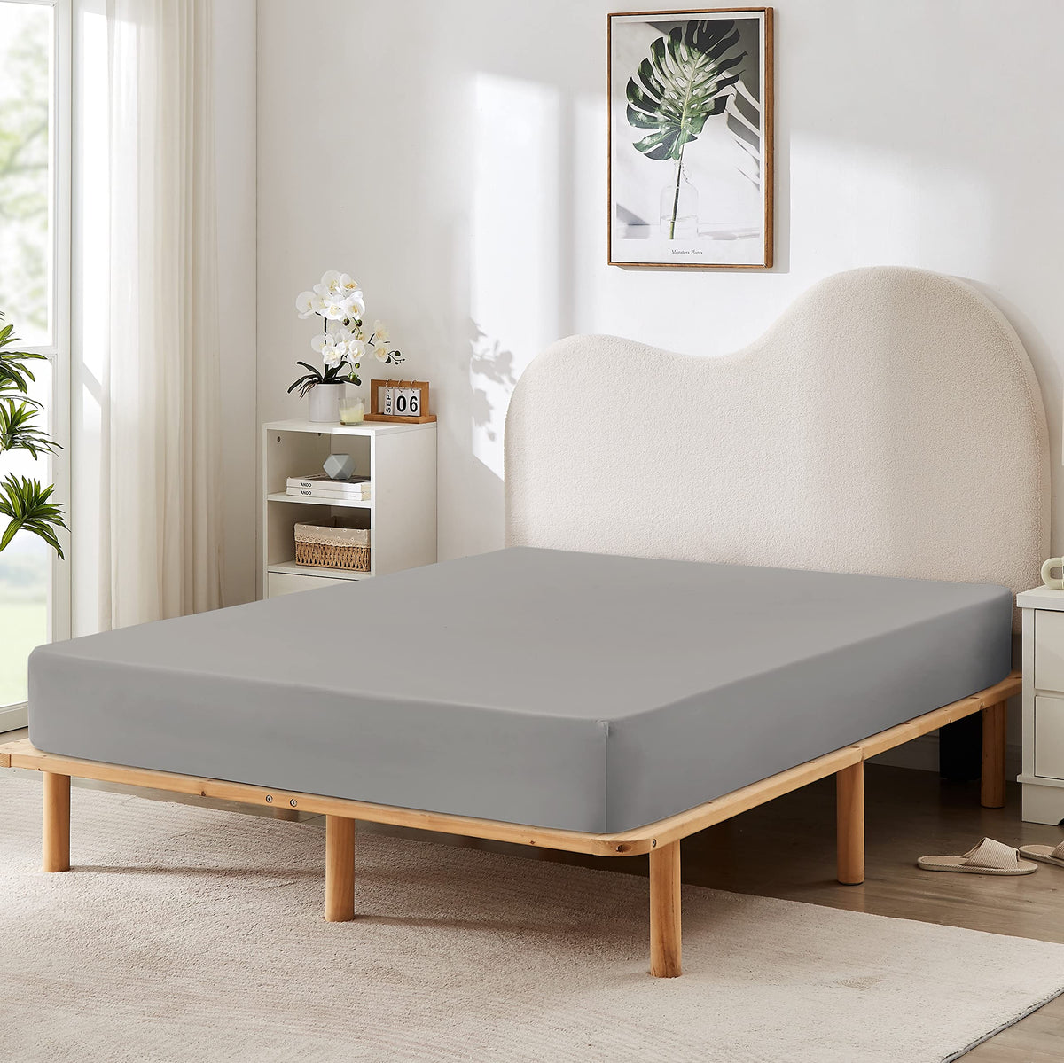Hbhlfz Full Fitted Sheet Only, Soft Breathable Bottom Sheet - 54'X75' Deep Pockets Full Size Fitted Sheet - All Around Stretch