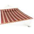 Sunnydaze Outdoor Quilted Fabric Hammock - Two-Person with Spreader Bars - Heavy-Duty 450-Pound Capacity - Red Stripe